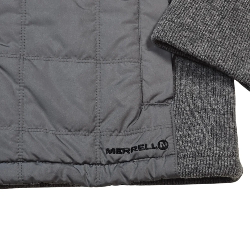 Merrell Men's Performix Wool Blend Gray Quilted Hiking Full Zip Jacket, Size Med
